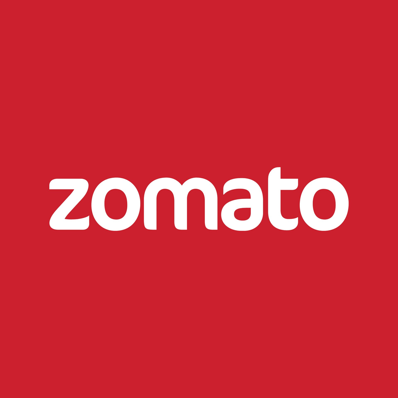The Zomato logo as used in 2013: the word zomato in white lowercase rounded sans-serif letters, centred on a flat red square.